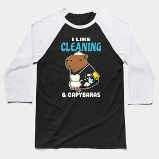 I Like Cleaning and Capybaras Cartoon Baseball T-Shirt